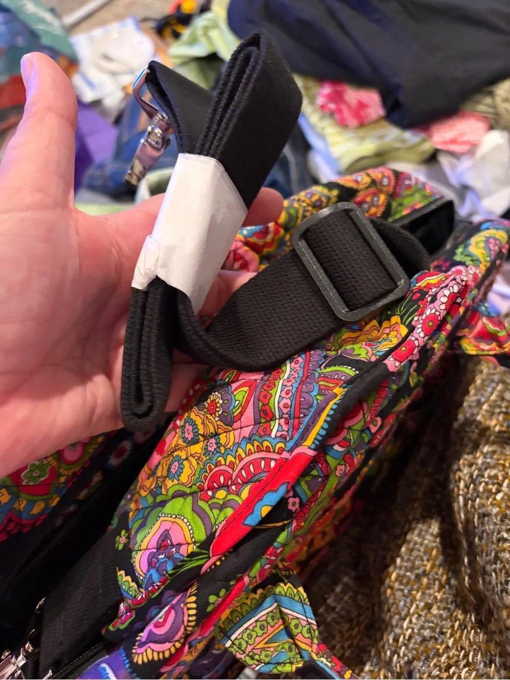 Vera Bradley Black Multicolor Quilted Floral Paisley Laptop Bag